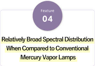 Relatively Broad Spectral Distribution When Compared to Conventional Mercury Vapor Lamps