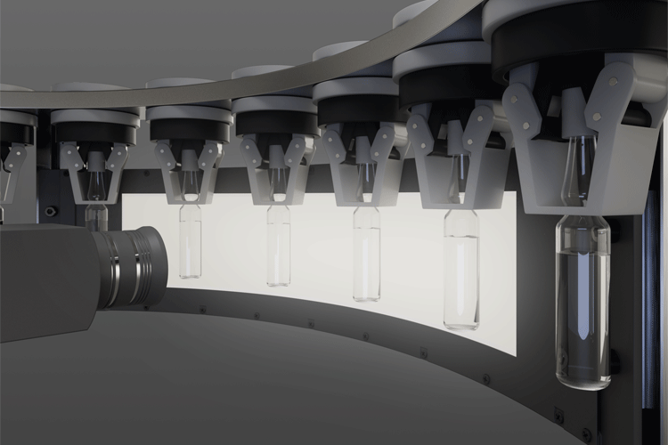 Image of inspection of chemical ampoule using inner light emitting type