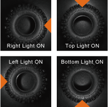 imaged by illumination from <br>4 segments