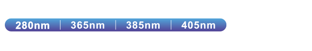 High power is achieved by using high power LED and unique optical design.( 280nm, 365nm, 385nm, 405nm ) Pursued High Cost-performance