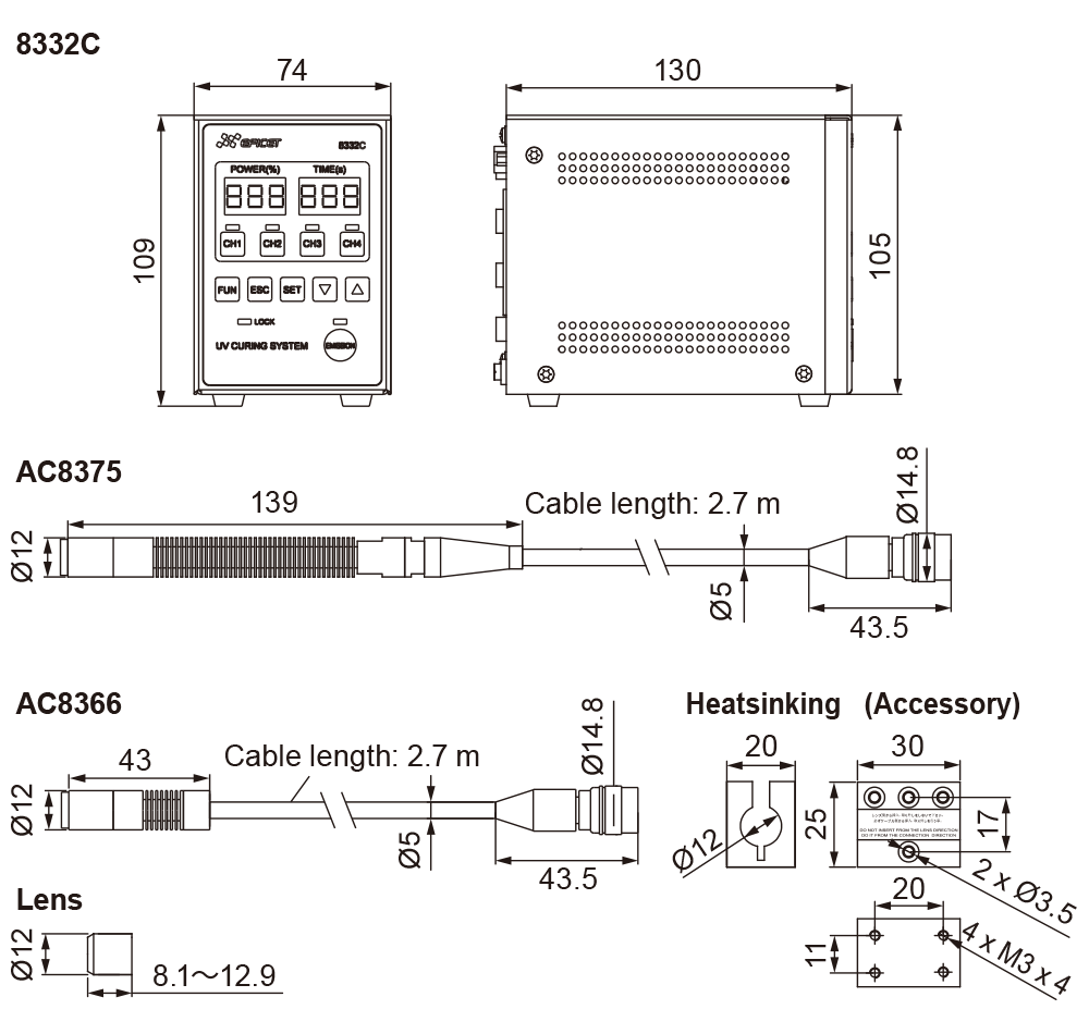 8332A Outer Dimensions